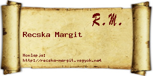 Recska Margit névjegykártya